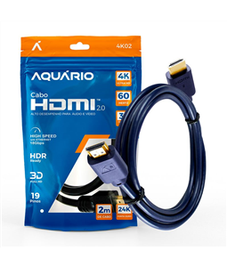 Cabo Hdmi 2.0 4k 3D 2m Banhado Ouro Smart TV Projetor PC Dvd