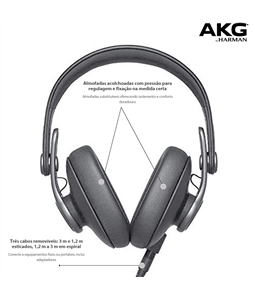 Fone Ouvido Headphone Profissional Akg K371 Stdio Monitor DJ Dobrvel Bag