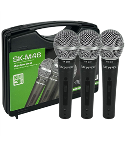 Kit 3 Microfone SK-M48 Skypix Dinmico Profissional c/ Chave