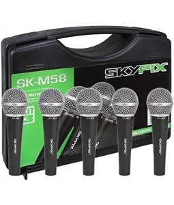 Kit 5 Microfones SK-M58 c/ Case Dinmico Profissional Skypix