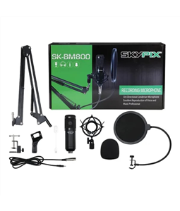 Kit Microfone PodCast Live Estdio PopFilter SK-Bm800 SkyPix