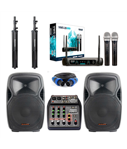 Kit Show Caixa Ativa E Passiva 15600 Hayonik + Mesa + 2 Trips + Microfone VWS-20