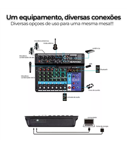 Mesa Som Mc8-bt 8 Canais Bluetooth Soundvoice Phanton Power