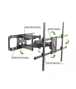 Suporte TV Parede Painel Elg de 55 a 90 polegadas At 75Kg Articulado A02V8XL