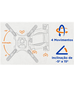 Suporte TV Tri Articulado Brao Longo 50cm 26 a 65 Polegadas Sav-4401